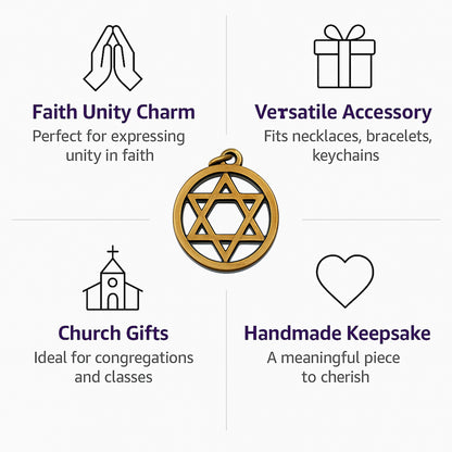 Olive Wood Star of David with Cross Charms Faith Unity Set - Additional View 7