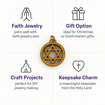 Olive Wood Star of David Charms Set of 10 - Additional View 10
