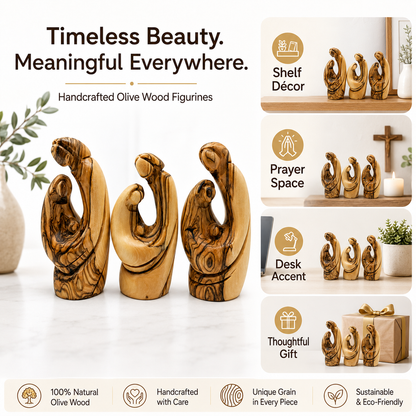 Holy Family olive wood nativity, Christian and Catholic gift idea