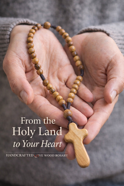 Handmade Olive Wood Rosary with Cross | Crafted in Bethlehem, Holy Land