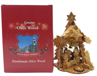 Large hand-carved olive wood nativity scene from bethlehem – full holy family & magi set with star - nativities