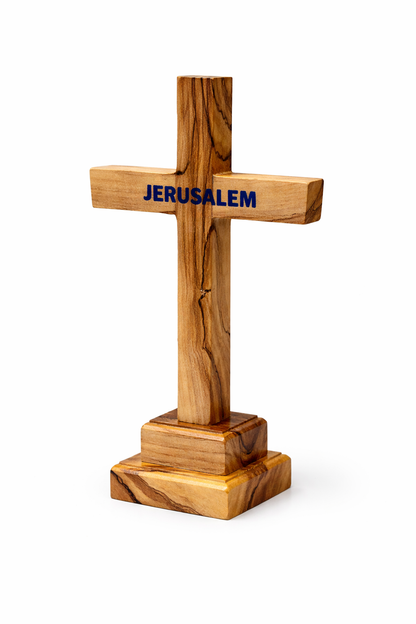 Handmade Olive Wood Cross from Bethlehem – Christian Cross Decor, Holy Land Gift – 6.1" 7.5" 9.25" 11.2" Sizes