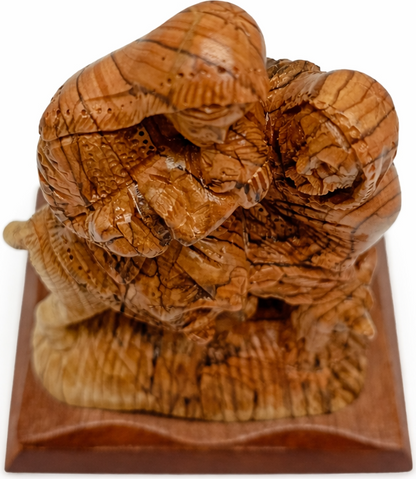 Hand Carved Olive Wood Holy Family Flight to Egypt Statue 9.4” | Handmade Bethlehem Holy Land Sculpture