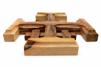 Olive Wood Crusader Jerusalem Cross from Bethlehem