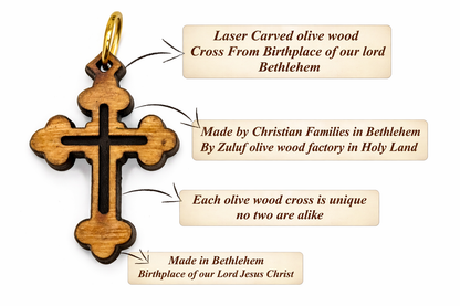 Handcrafted Wooden Cross Charm Pendant – 1.18" x 0.78" Laser-Cut Religious Jewelry - Additional View 6