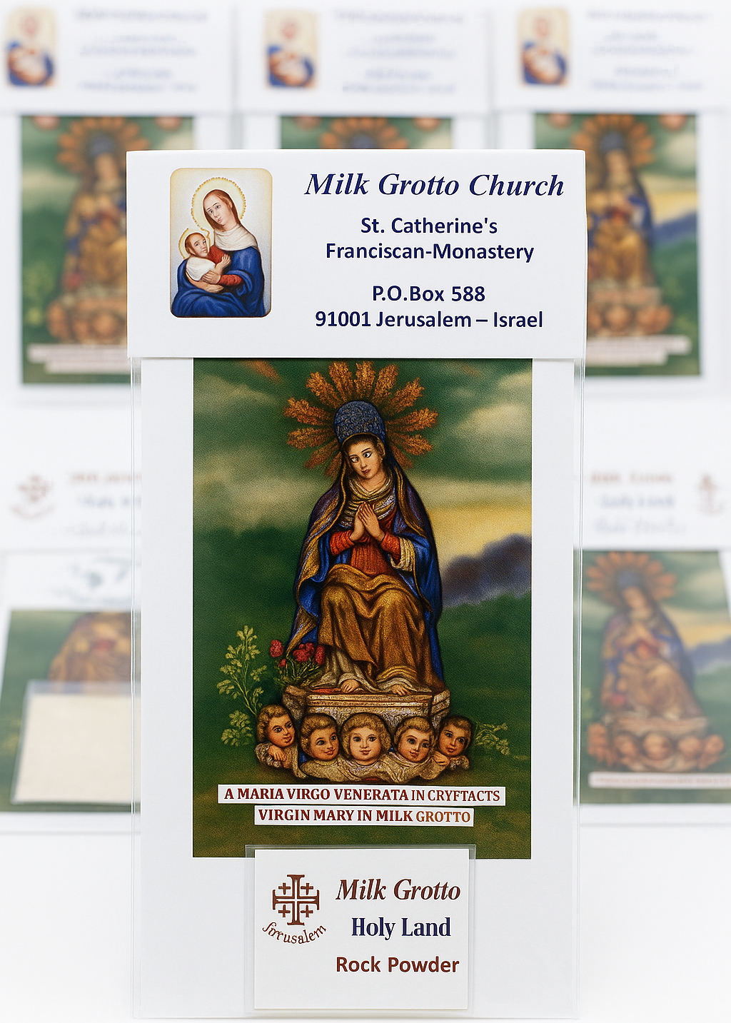 Milk Grotto Holy Land Rock Powder – 3.5" x 2.9" Fertility Blessing from Bethlehem | Virgin Mary Devotional