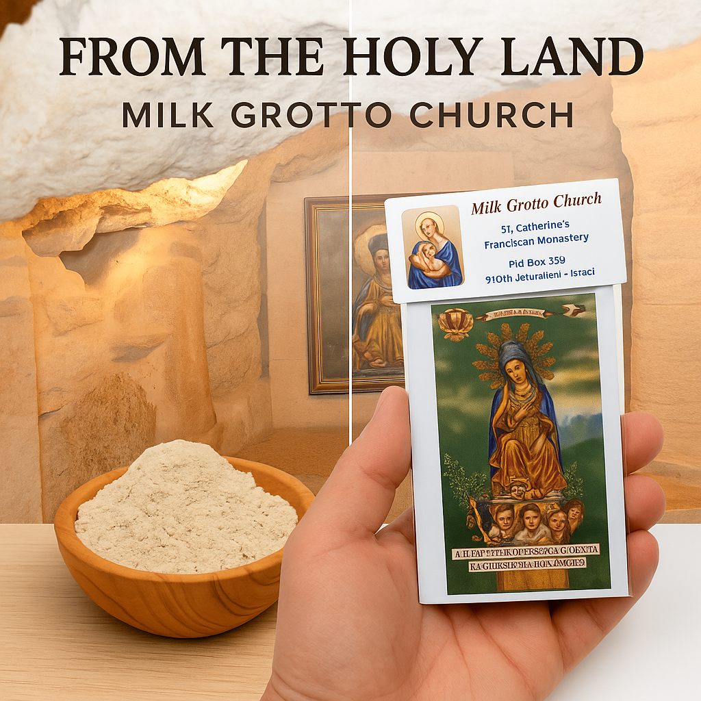 Milk Grotto Holy Land Rock Powder – 3.5" x 2.9" Fertility Blessing from Bethlehem | Virgin Mary Devotional