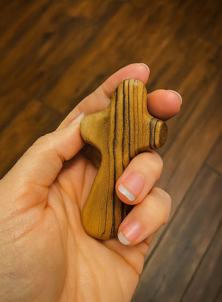 Olive Wood Hand Held Comfort Cross from Holy Land in Multiple Sizes