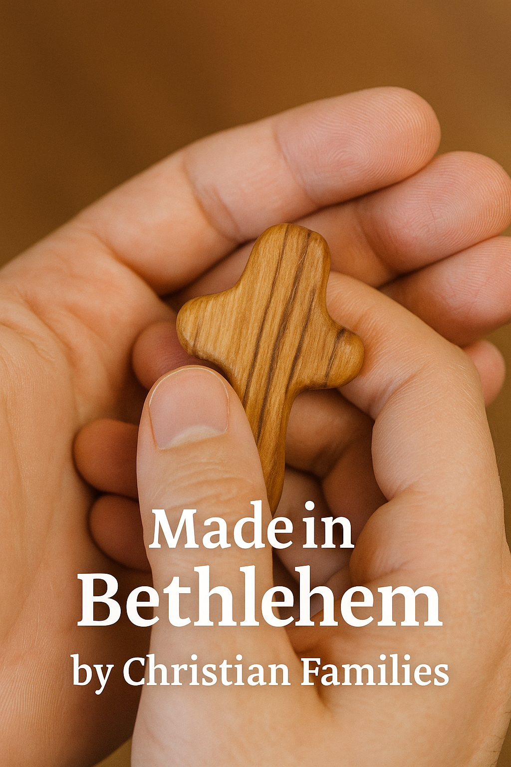 Olive Wood Hand Held Comfort Cross from Holy Land in Multiple Sizes