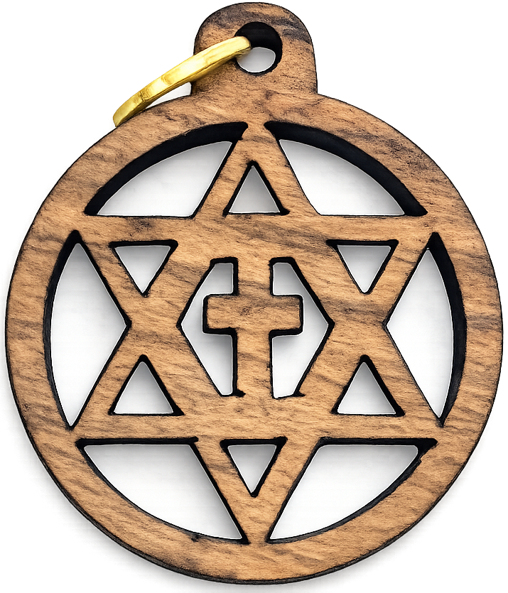 Olive Wood Star of David with Cross Charms Faith Unity Set - Additional View 5