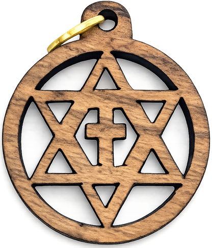 Olive Wood Star of David with Cross Charms Faith Unity Set - Additional View 5