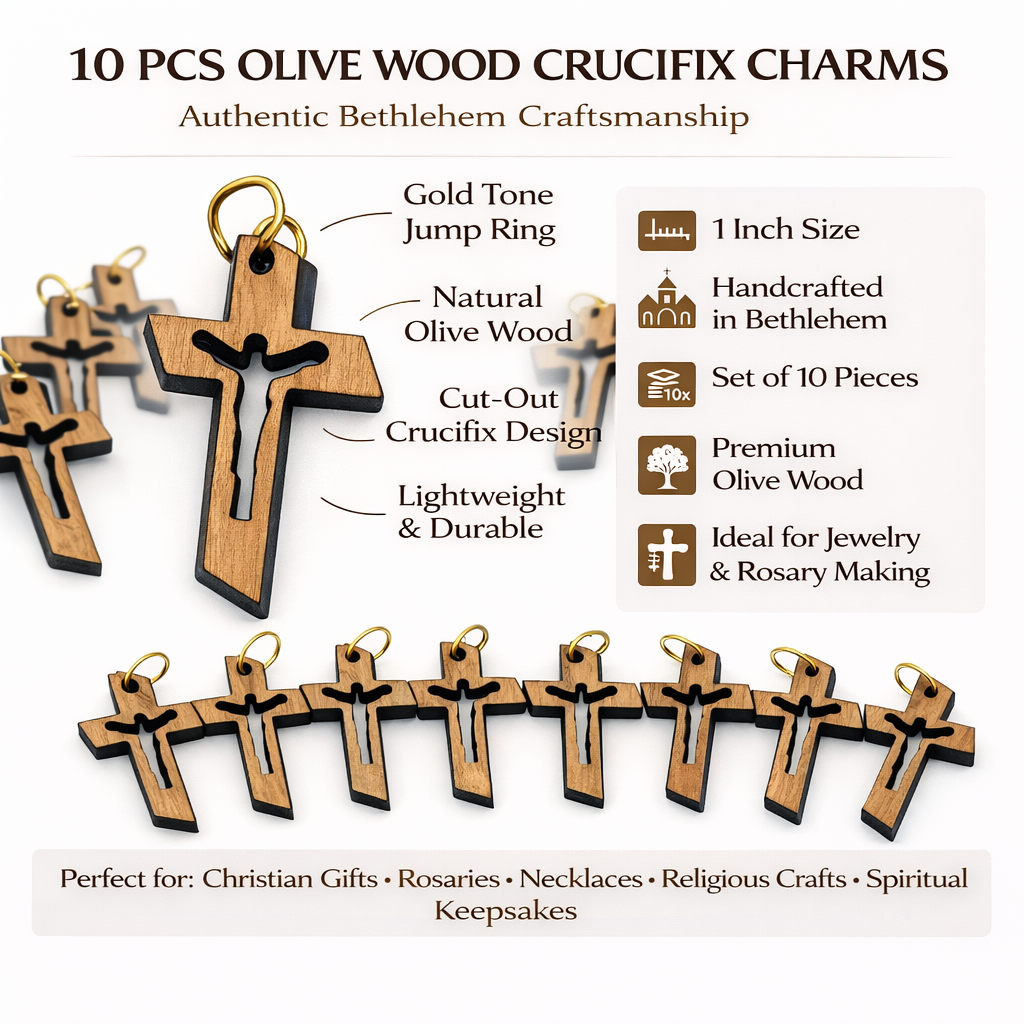 Laser-Cut Crucifix Wooden Pendant – 1.14" x 0.78" Rustic Cross with Christ Silhouette - Additional View 2