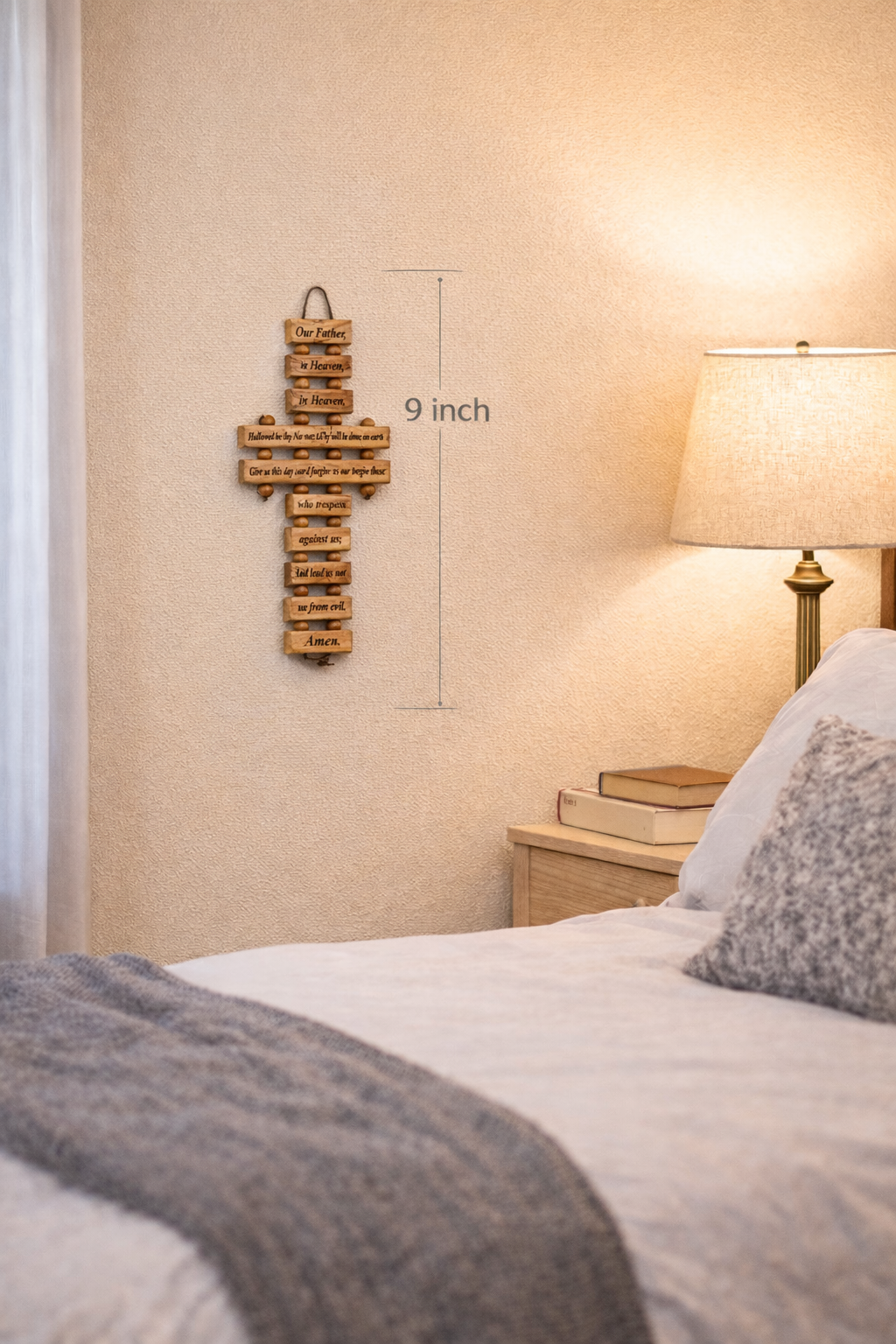 Olive Wood Lords Prayer Cross Wall Hanging - Additional View 1