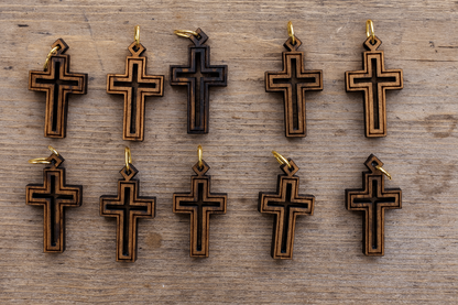 Double-Lined Laser-Cut Wooden Cross Pendant – 1.14" x 0.62" Elegant Faith Charm - Additional View 6