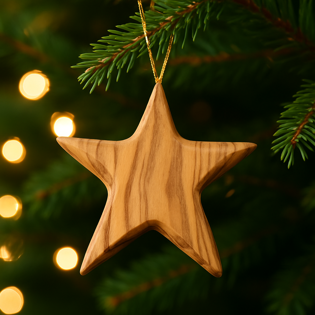 Olive Wood Bethlehem Star Ornament