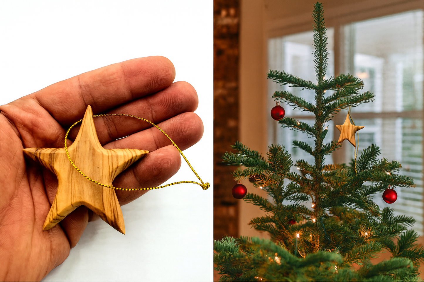 Olive Wood Bethlehem Star Ornament