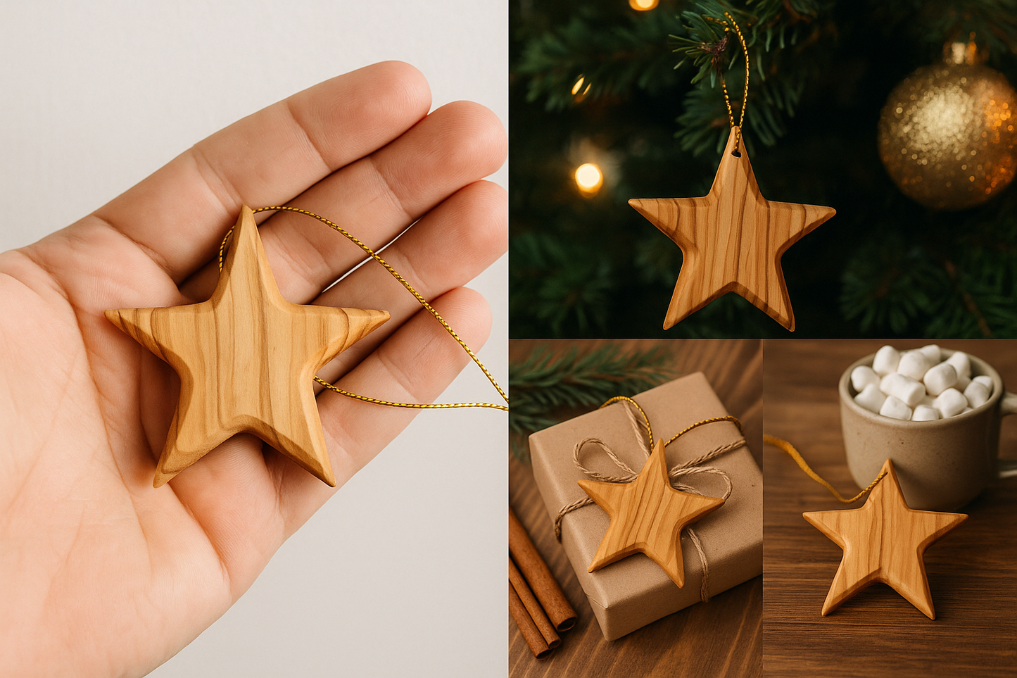 Olive Wood Bethlehem Star Ornament