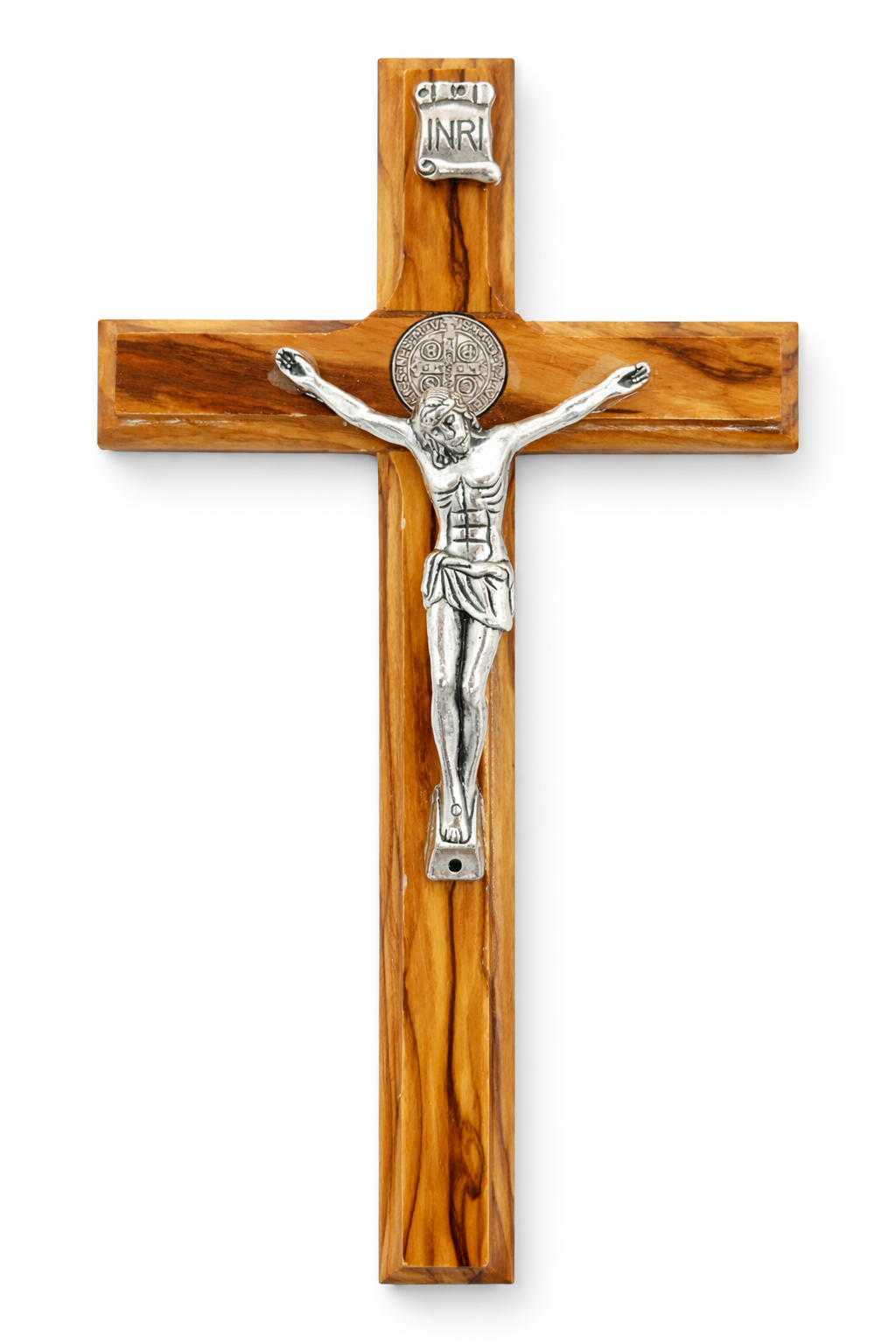 Handmade Olive Wood Saint Benedict Crucifix from Bethlehem – Catholic Wall Cross with - Additional View 5
