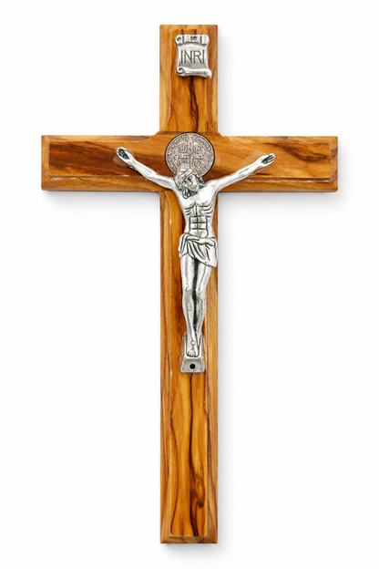 Handmade Olive Wood Saint Benedict Crucifix from Bethlehem – Catholic Wall Cross with - Additional View 5
