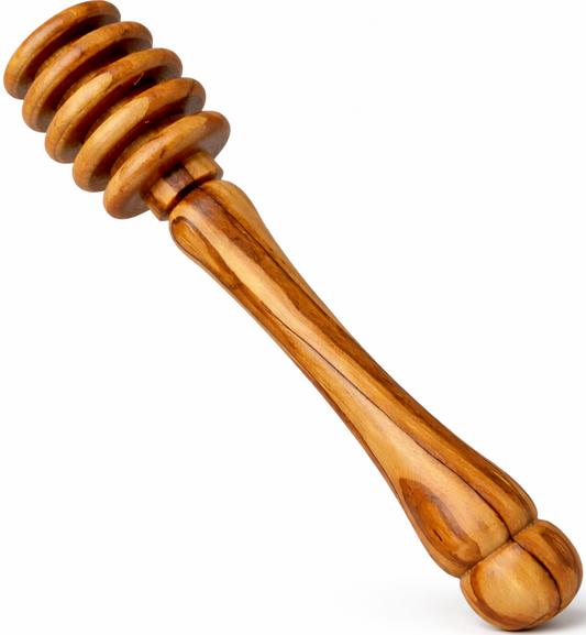 Handmade Olive Wood Honey Dipper | Natural Wooden Honey Spoon Drizzler | Olive Wood Honey Server | 5.7 Inch | Handcrafted in Bethlehem