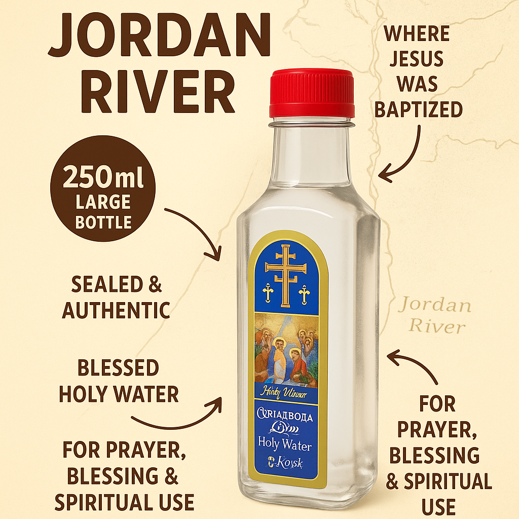 Holy Water from the Jordan River – Authentic Blessed Water from the Site of Jesus’ Baptism – Sacred Christian Gift from the Holy Land 250 Mlm