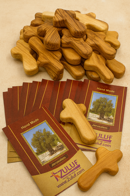 Olive Wood Hand Held Comfort Cross from Holy Land in Multiple Sizes - Additional View 1