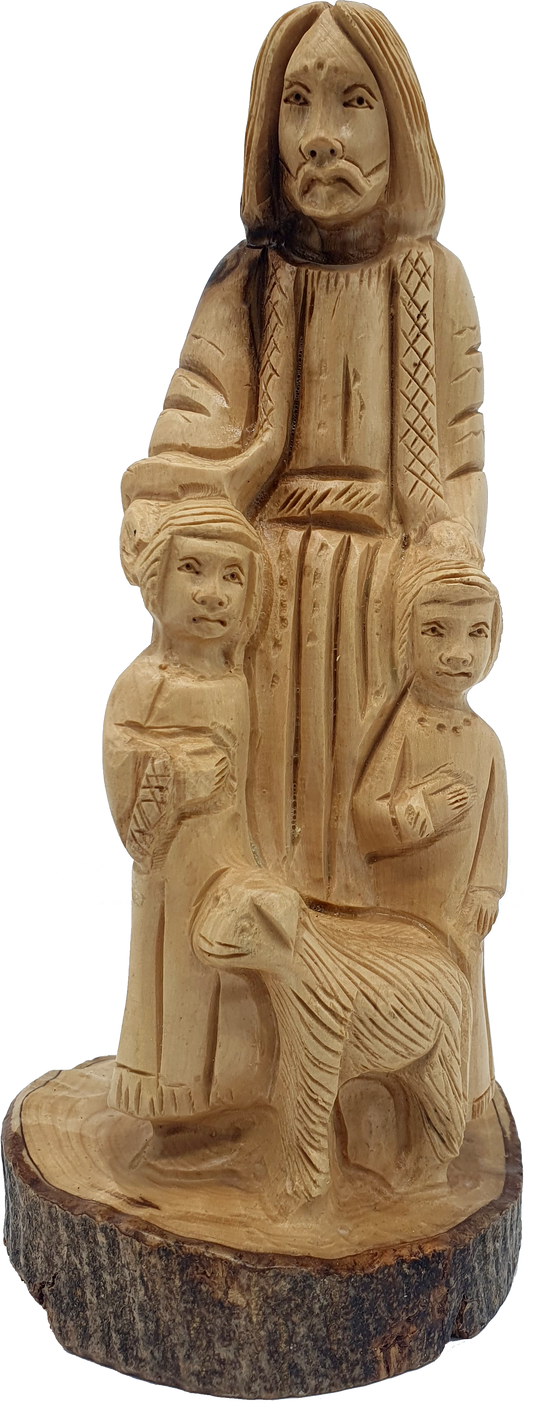 Zuluf Handcrafted Olive Wood Good Shepherd Statue 