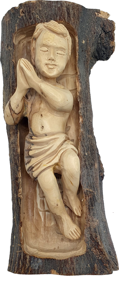 Handcrafted Olive Wood Baby Jesus Statue Nativity 