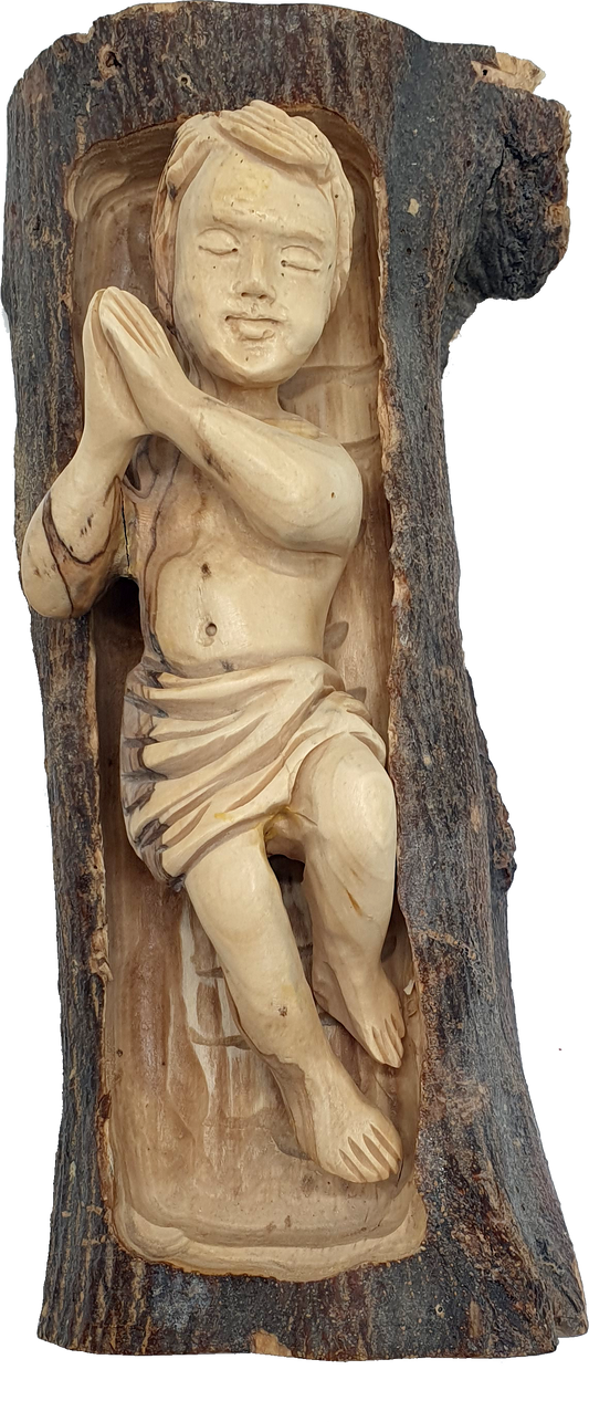 Handcrafted Olive Wood Baby Jesus Statue Nativity 