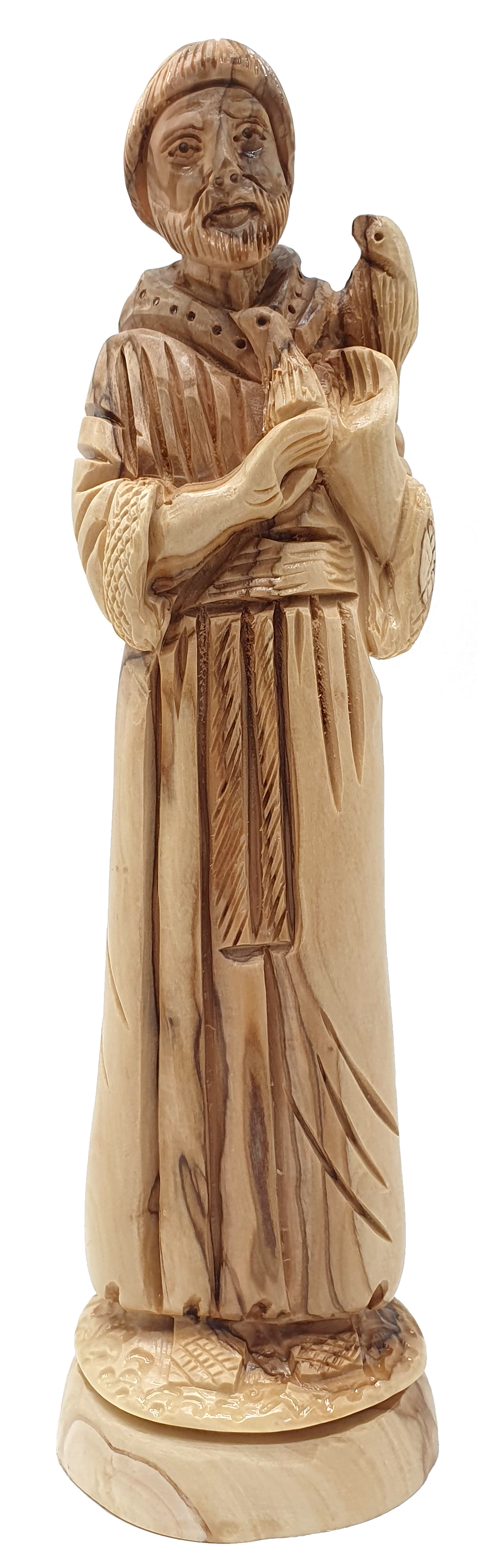 Hand Carved Olive Wood Saint Francis Statue 8.9 In
