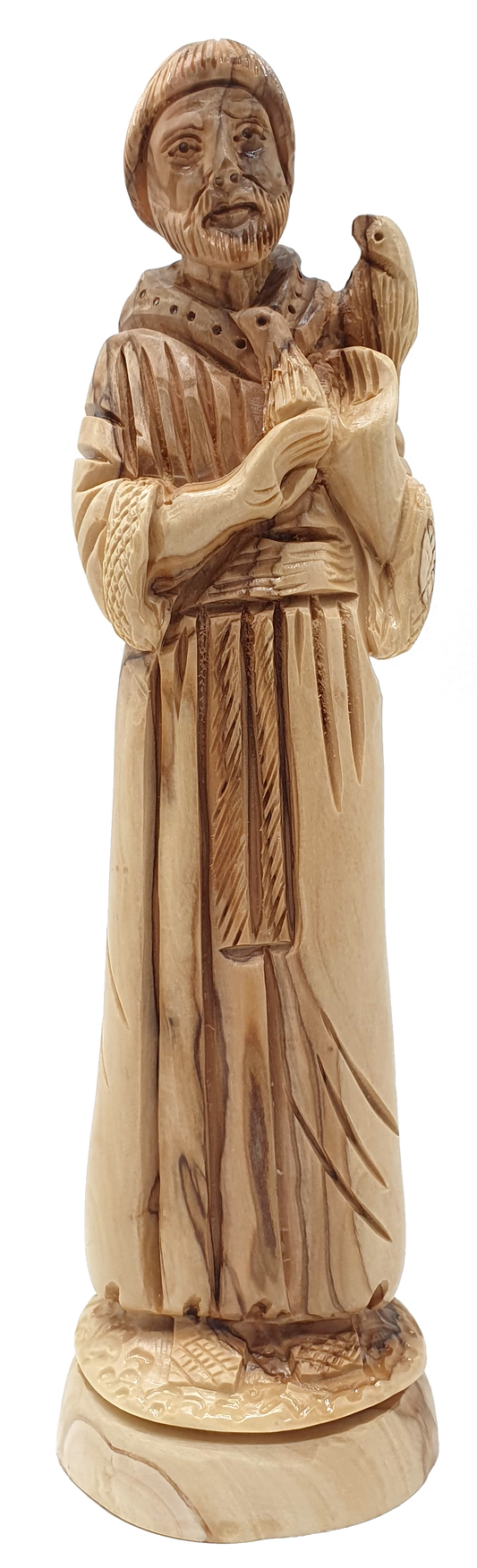 Hand Carved Olive Wood Saint Francis Statue 8.9 In