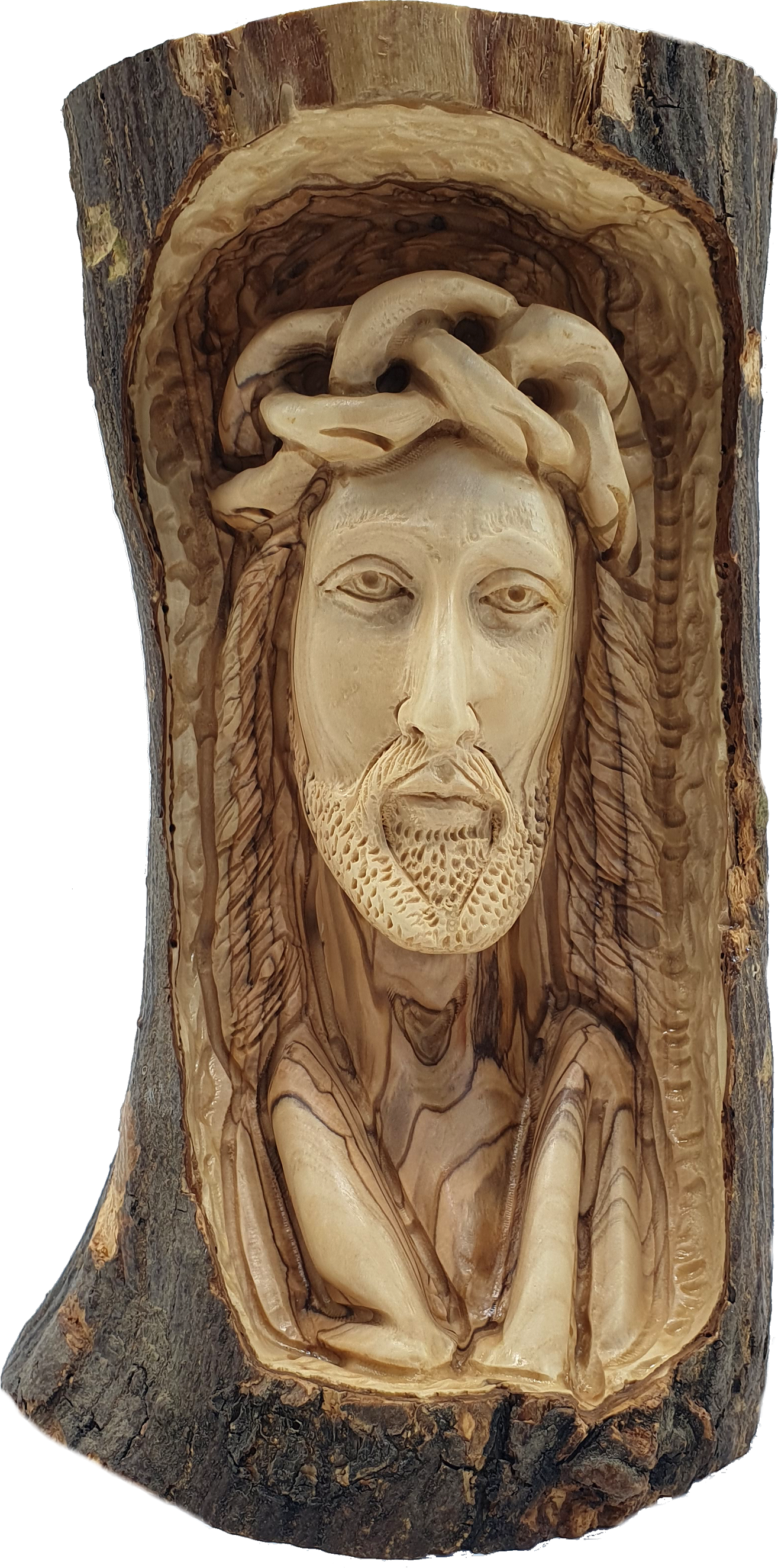 Olive Wood Jesus Head Sculpture from the Holy Land