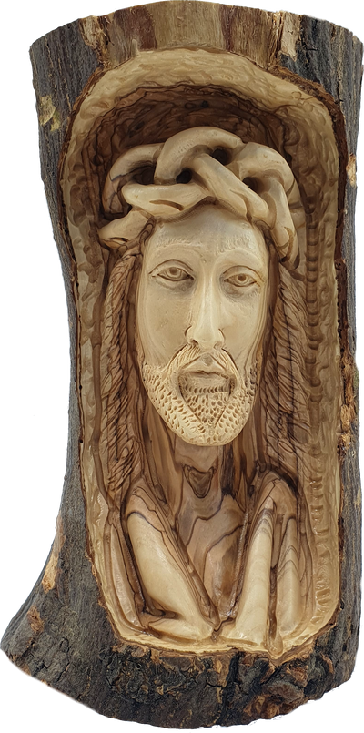 Olive Wood Jesus Head Sculpture from the Holy Land