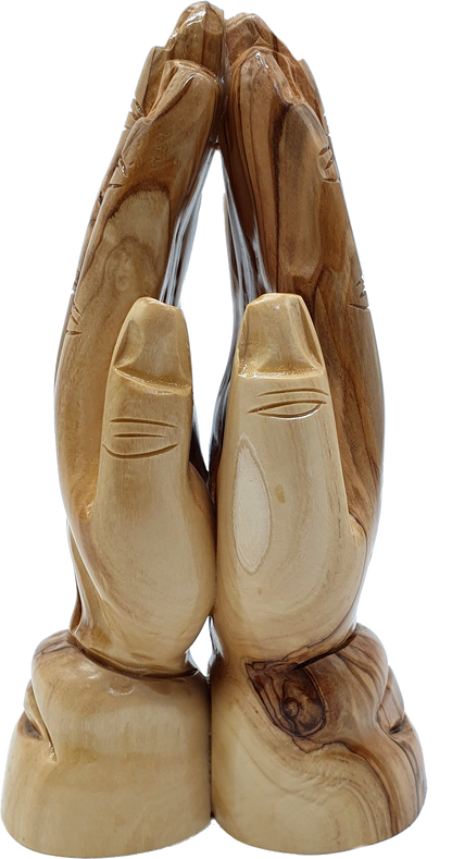 Olive Wood Praying Hands Sculpture Handcrafted in 
