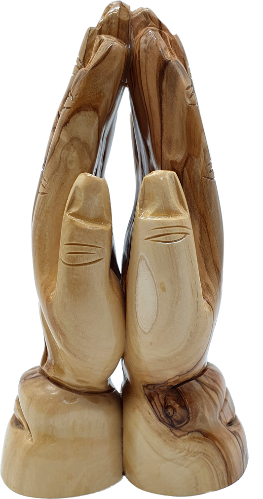 Olive Wood Praying Hands Sculpture Handcrafted in 