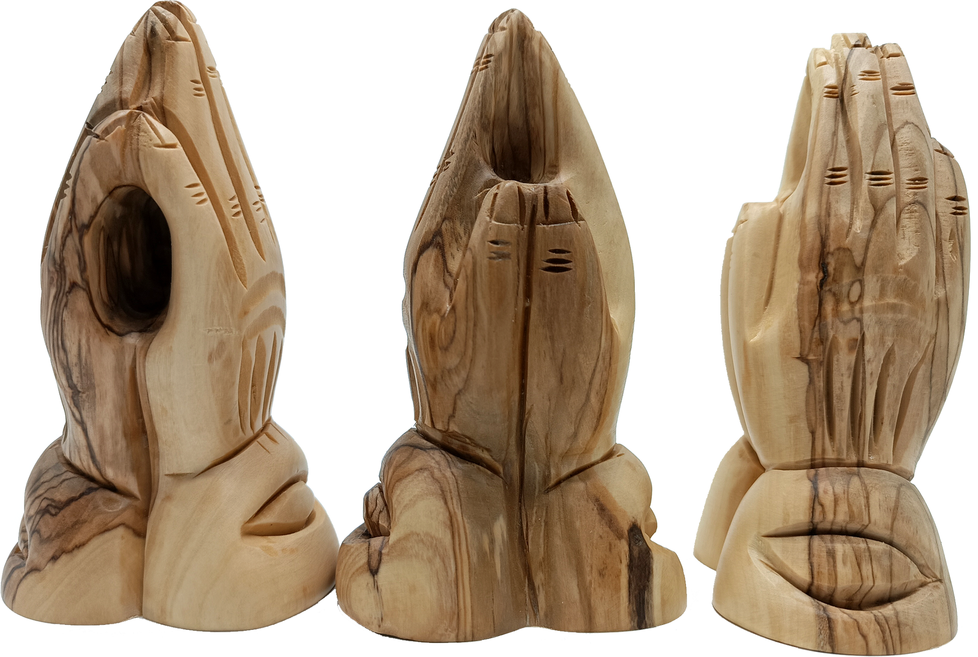 Olive Wood Praying Hands Sculpture Handcrafted in 