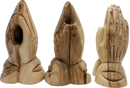 Olive Wood Praying Hands Sculpture Handcrafted in 