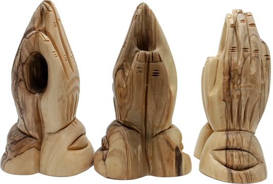 Olive Wood Praying Hands Sculpture Handcrafted in 