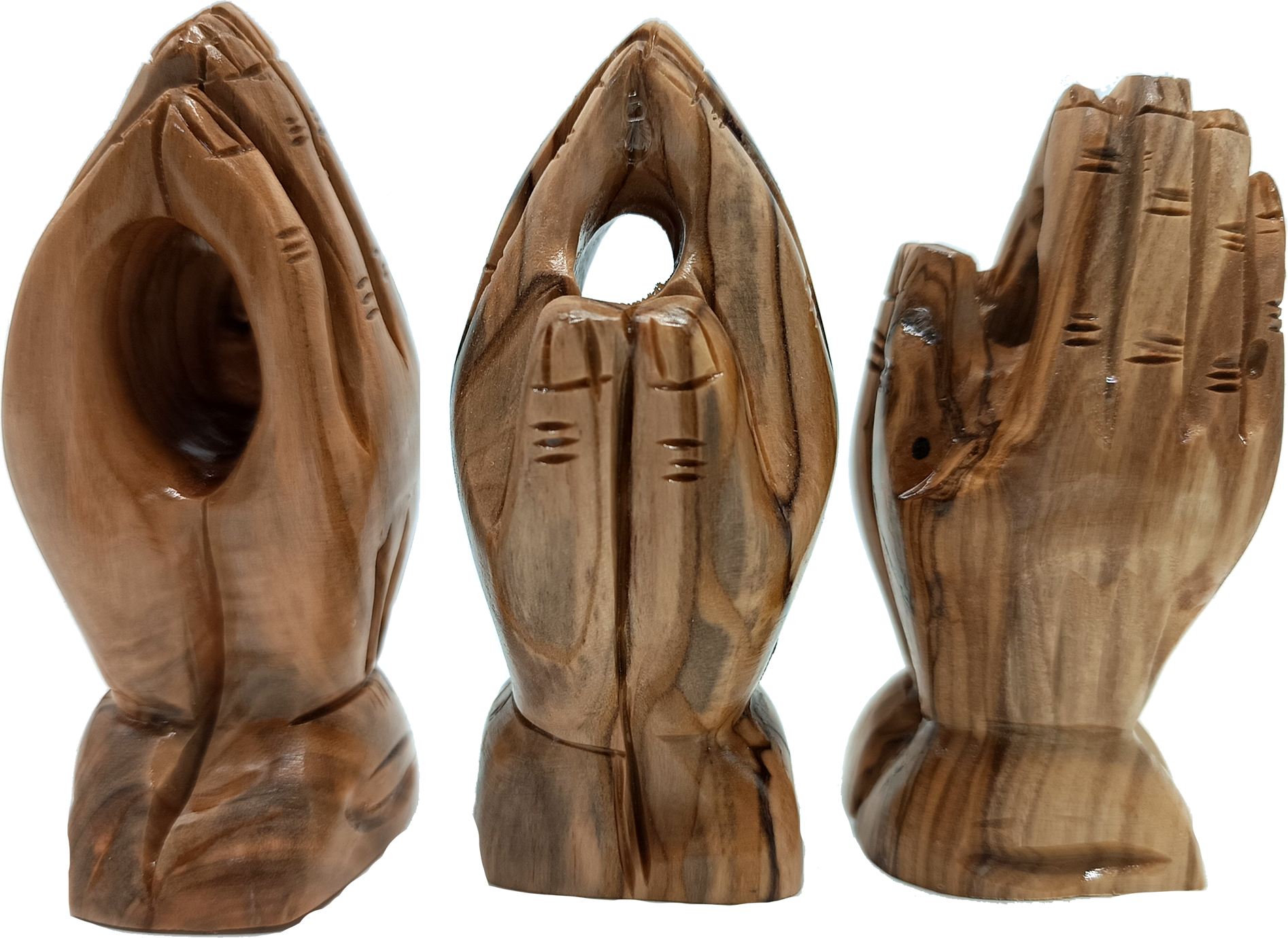 Olive Wood Praying Hands Sculpture from the Holy L