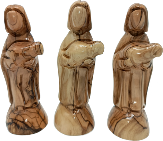Olive Wood Good Shepherd Jesus with Lamb Statue