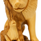 Handmade Olive Wood Sculpture Lamb with Lion — 5.7 Inch