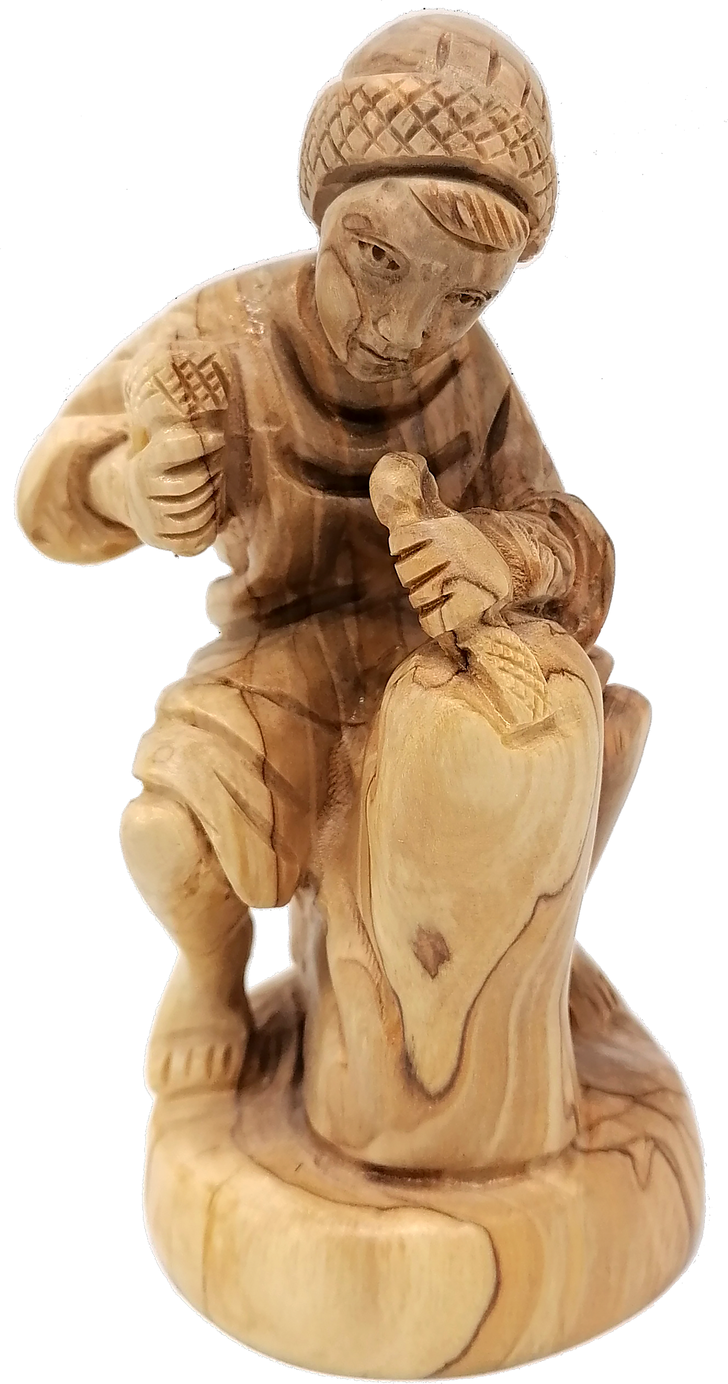 Child Hand Carved Olive Wood Stone Figure from Bet