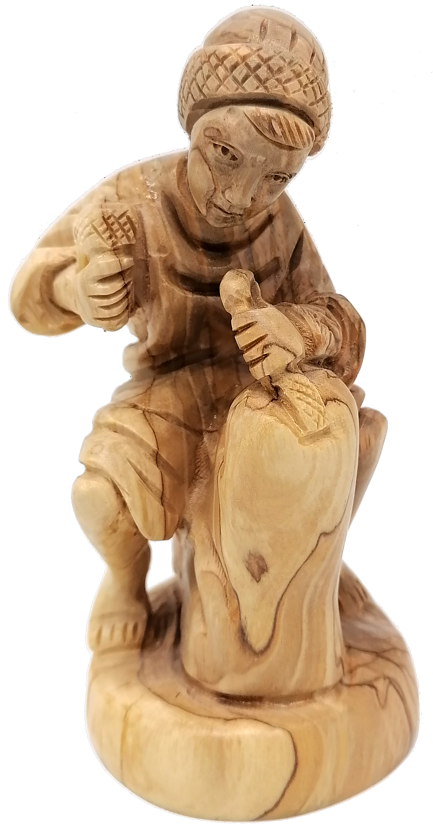 Child Hand Carved Olive Wood Stone Figure from Bet