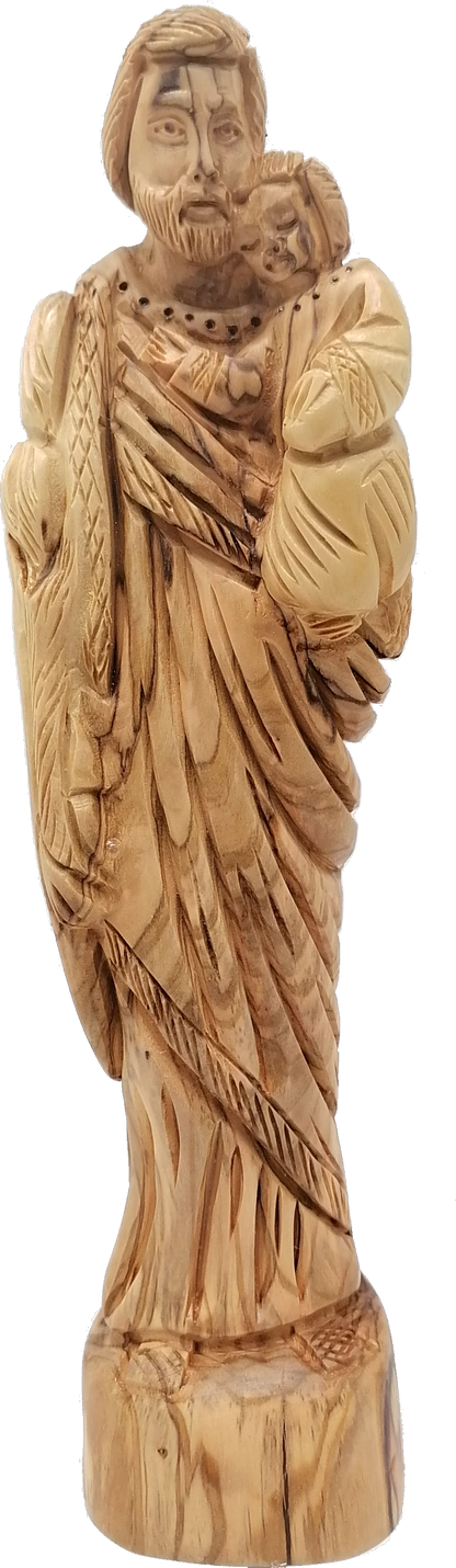 Olive Wood Saint Joseph and Baby Jesus Statue from
