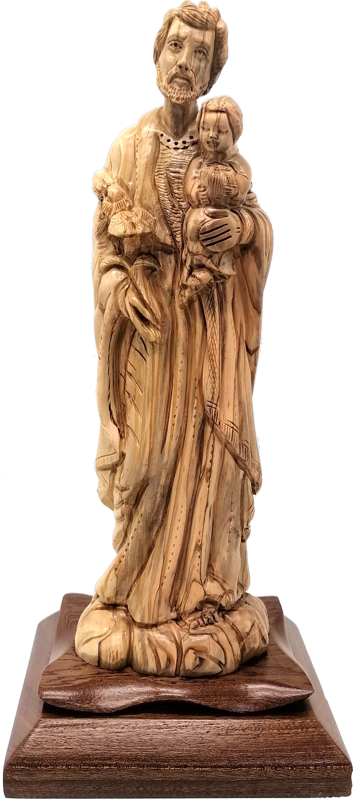Olive Wood Saint Joseph and Baby Jesus Statue from