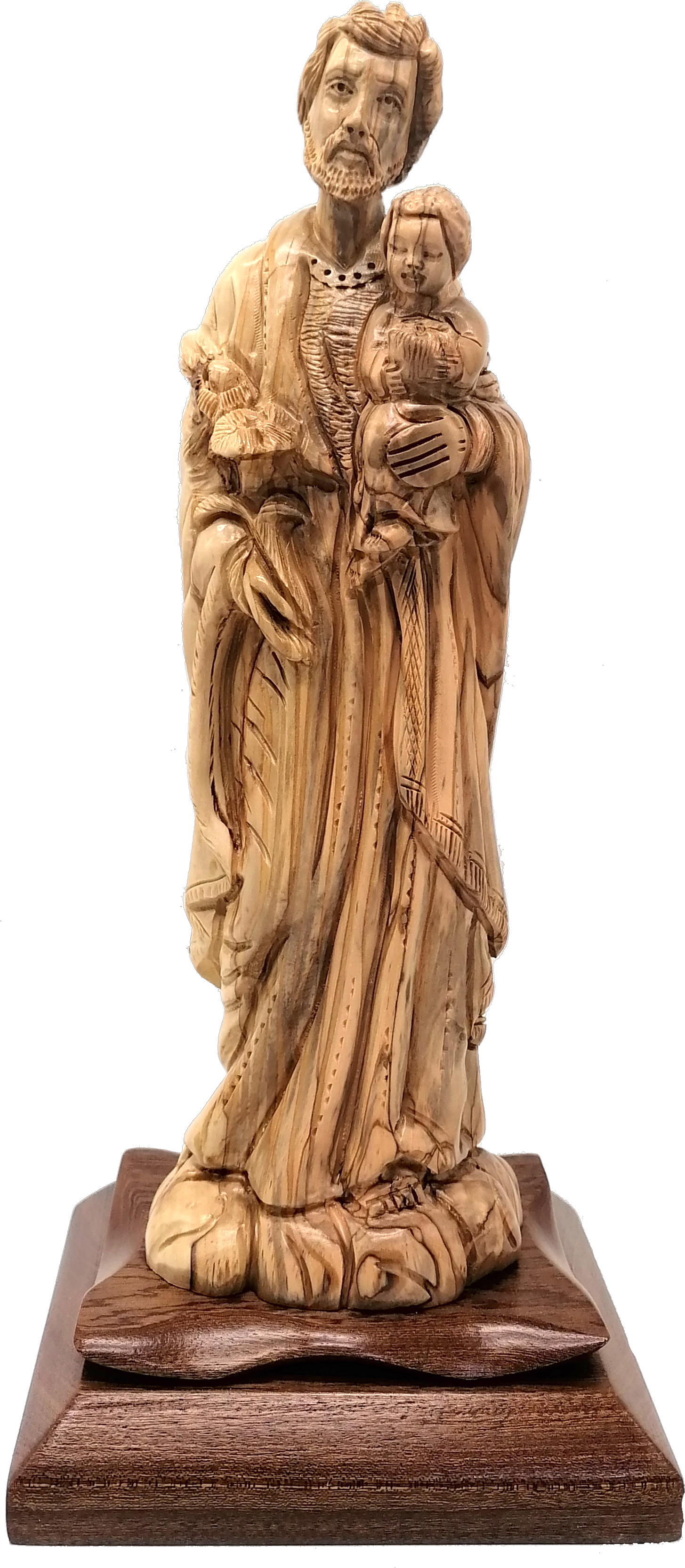 Olive Wood Saint Joseph and Baby Jesus Statue from