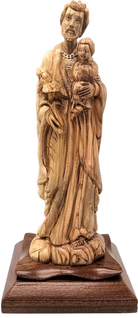 Olive Wood Saint Joseph and Baby Jesus Statue from