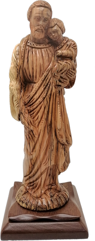 Olive Wood Saint Joseph and Baby Jesus Statue from