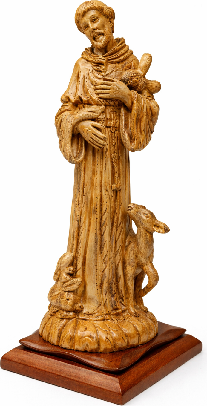 Saint Francis of Assisi Olive Wood Statue – Hand C