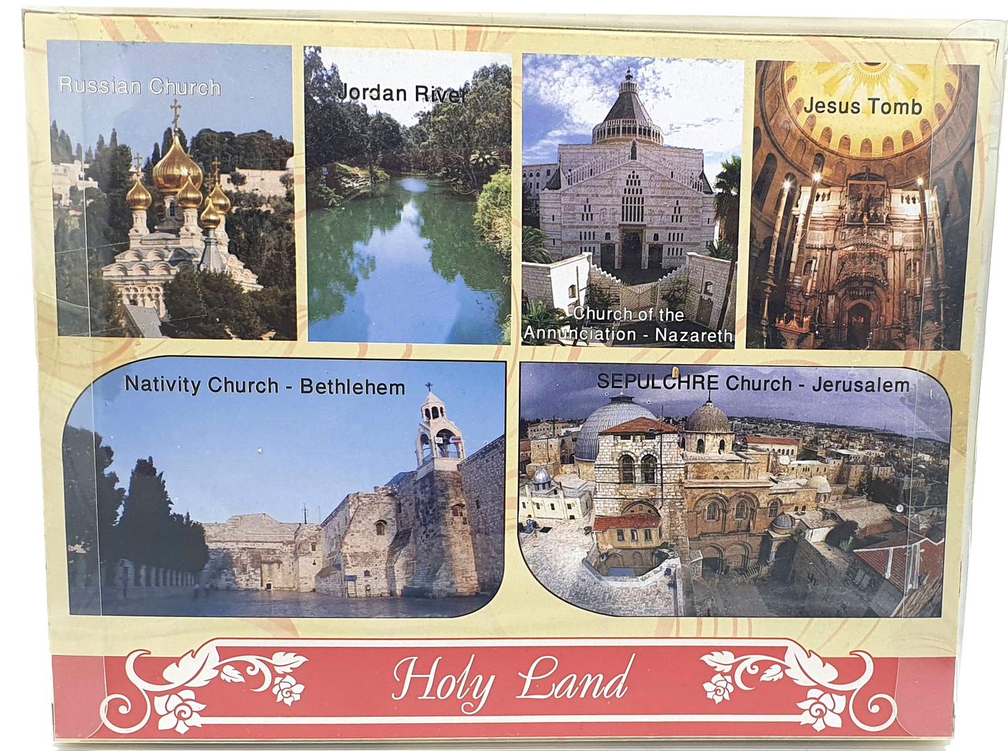 Beige Holy Land Christian Gift Set – Orthodox & Catholic Blessed Kit with Anointing Oil, Jordan Water, Bethlehem Soil & Incense, Candles, Icon & Prayer Cross